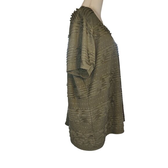 Elementz Woman Olive Green Textured Short Sleeve Top Plus Size 3X - Picture 3 of 5